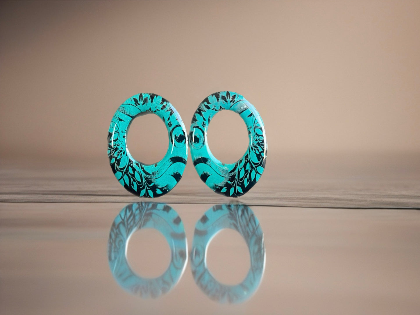 Pampilles ovale paon turquoise