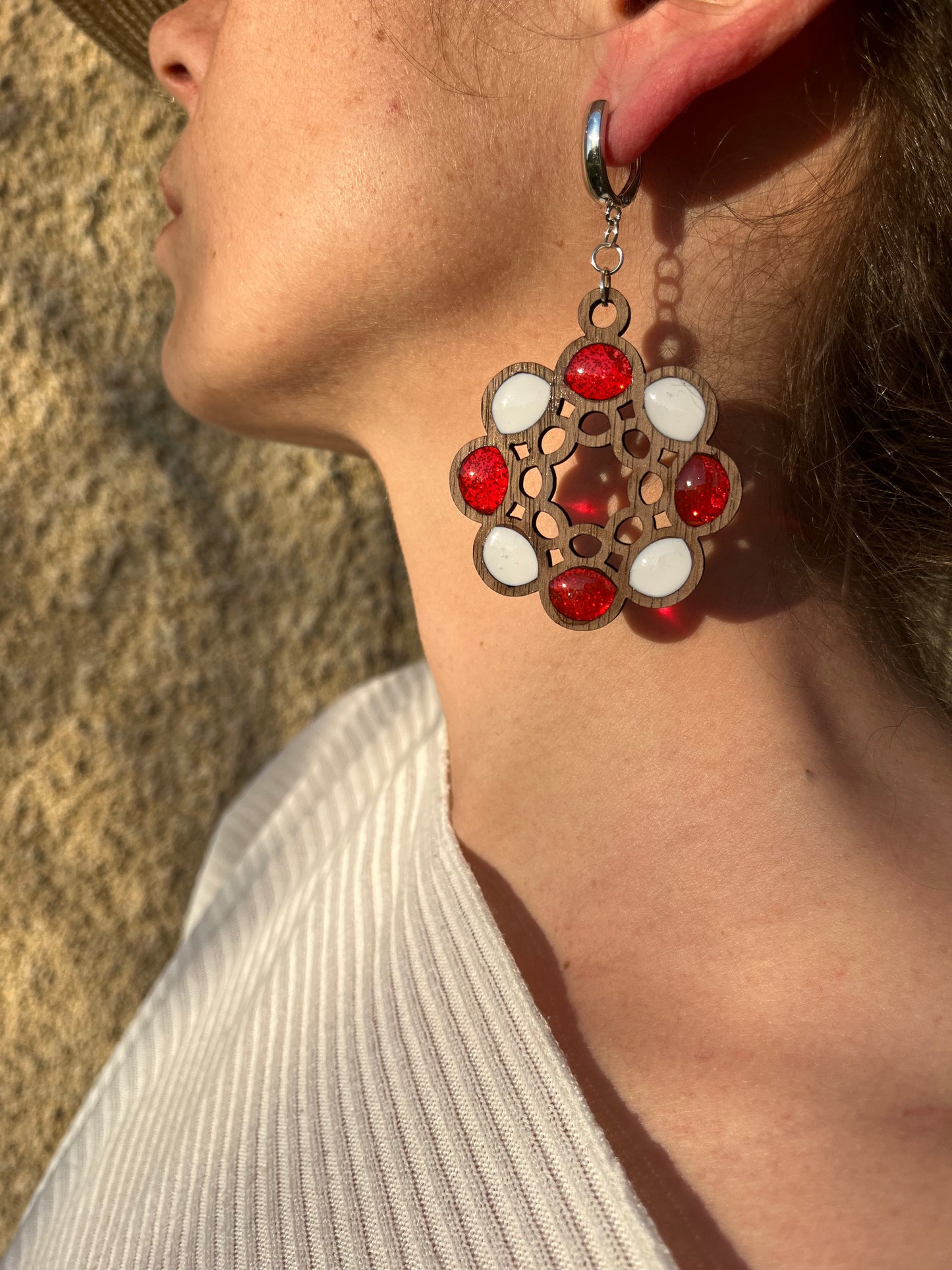 boucle boule de noël rouge